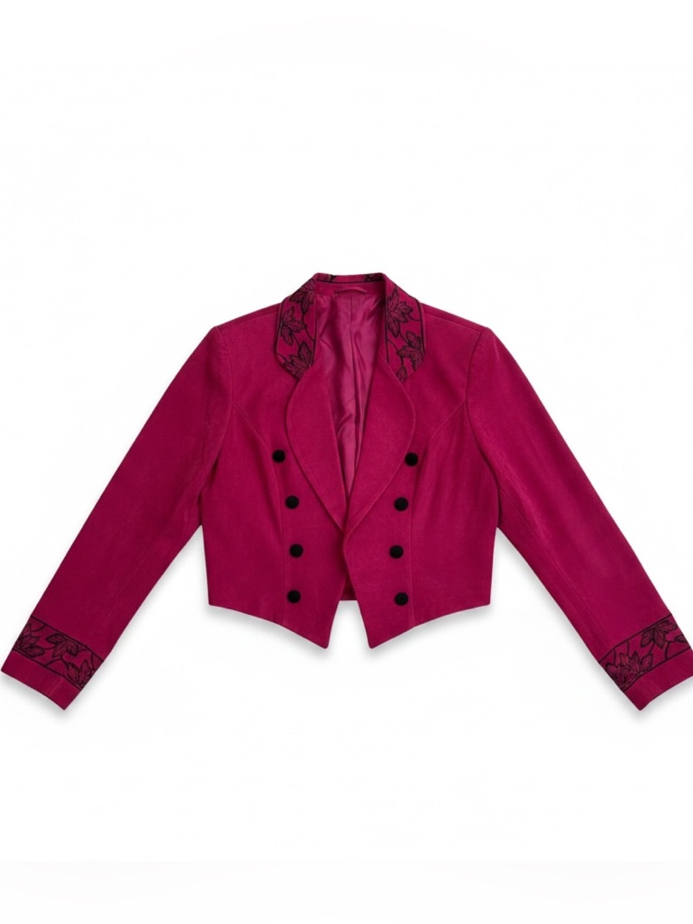 Worthington Red Cropped Embroidered Collar Blazer
